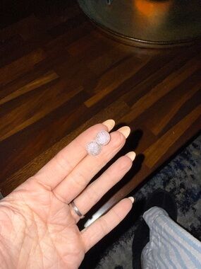 Classic Round Crystal Stud Earrings - Pink Glitter